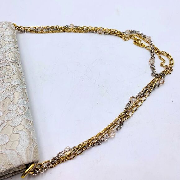 Auth Dolce & Gabbana Floral Lace Taormina Clutch Gold Silver Chains Straps - Picture 7 of 16